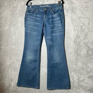 American Eagle Real Flare Jeans Womens Size 6 Short Low Rise Blue Denim Stretch
